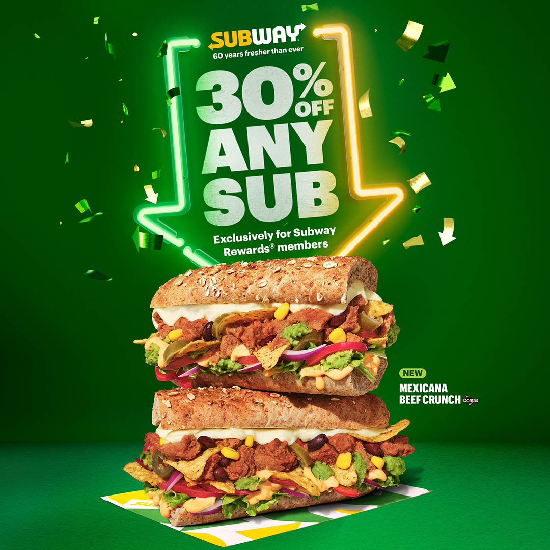 30% savings with the Subway App